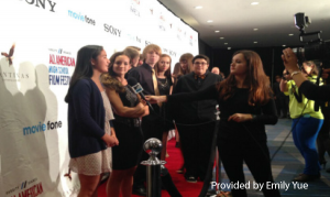 Emily Yue at press conference at the All-American High School Film Festival in New York City.