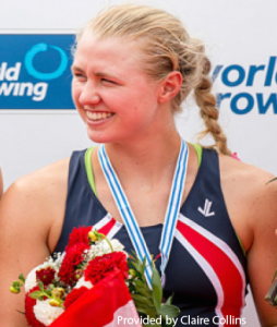 Collins after capturing silver at the 2014 Junior World Rowing Championships in Hamburg, Germany.