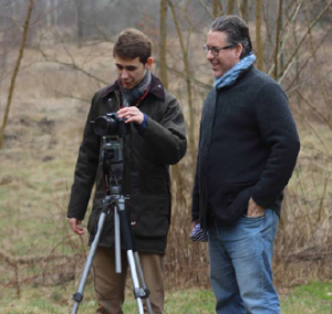 Josh Tebeau and his father working behind the scenes of his film. Provided by Josh Tebeau.