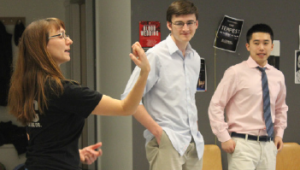 Aquila Theater conducts a Shakespeare class in the Acting Lab. Maddie Blake '17